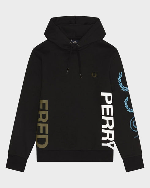 Fred Perry Graphic Logo Hoodie Black